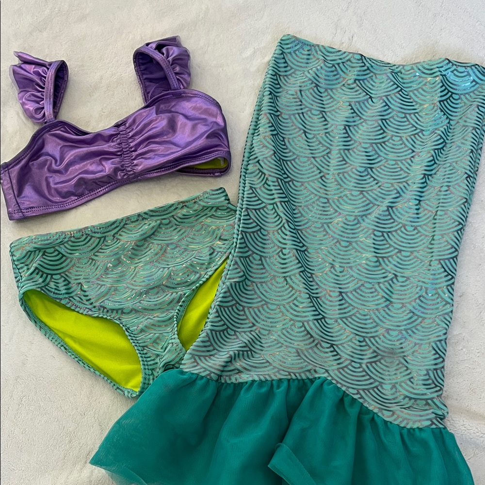 Disney Little mermaid Purple & Teal Bikini Set with Skirt